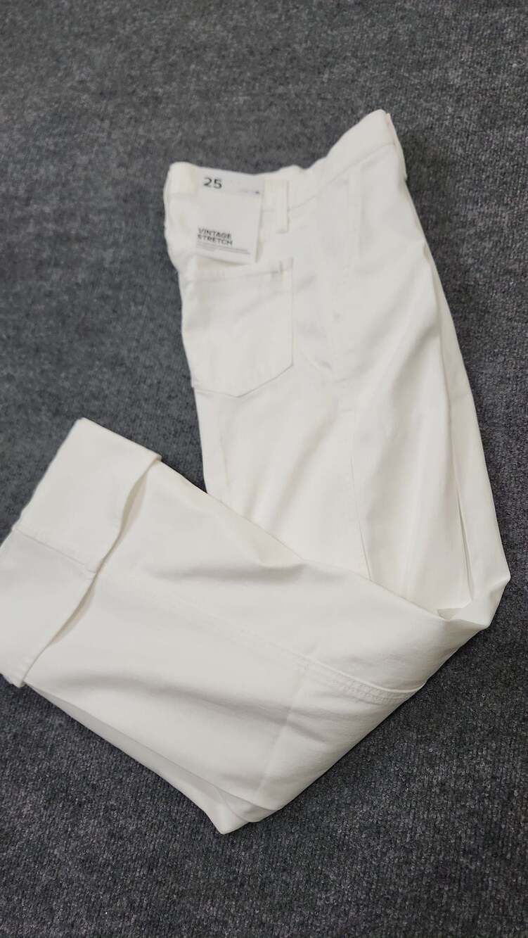 Joe's Jeans Optic White Vintage Stretch Wide Leg Cuffed Jeans Size 25